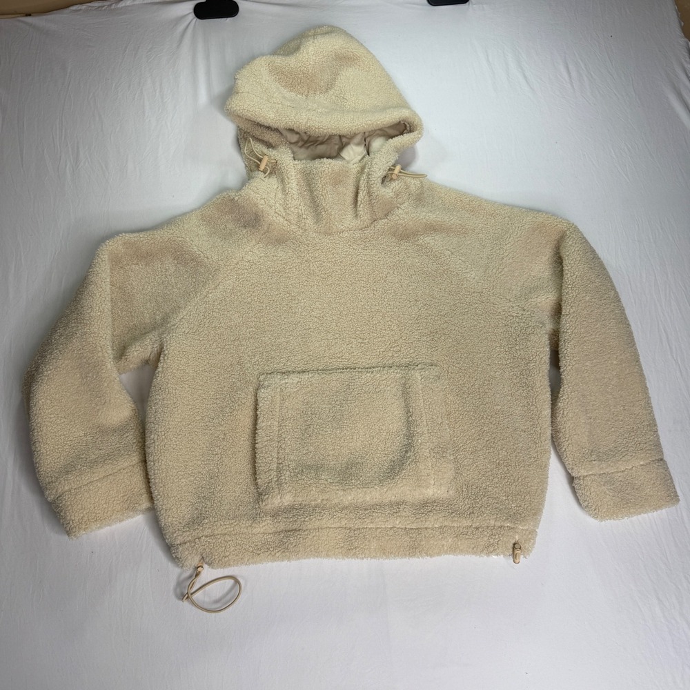 Vince Cozy Faux Sherpa Hoodie Cream‎ Xs Side Adjustable